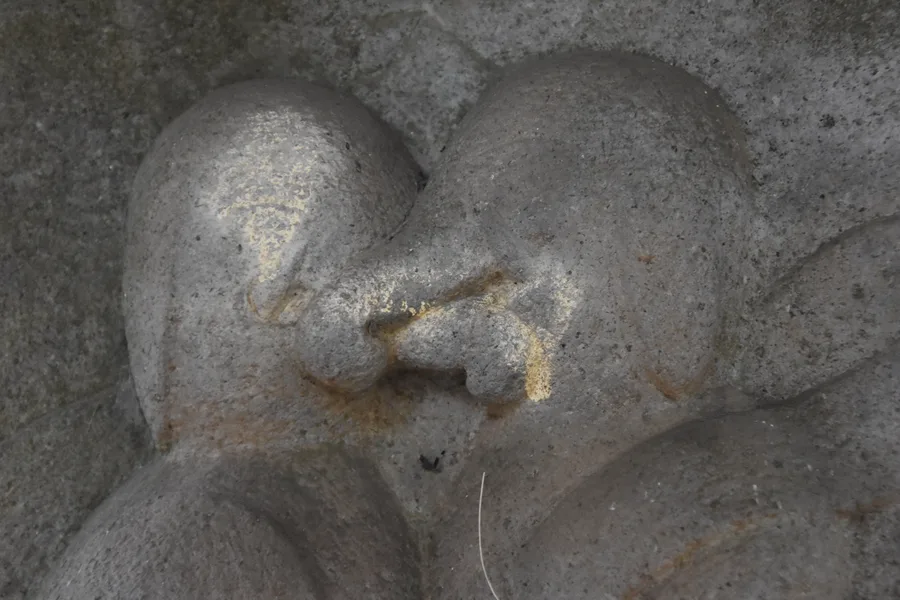 Dual Kangiten carving, Torimi Shrine, Japan