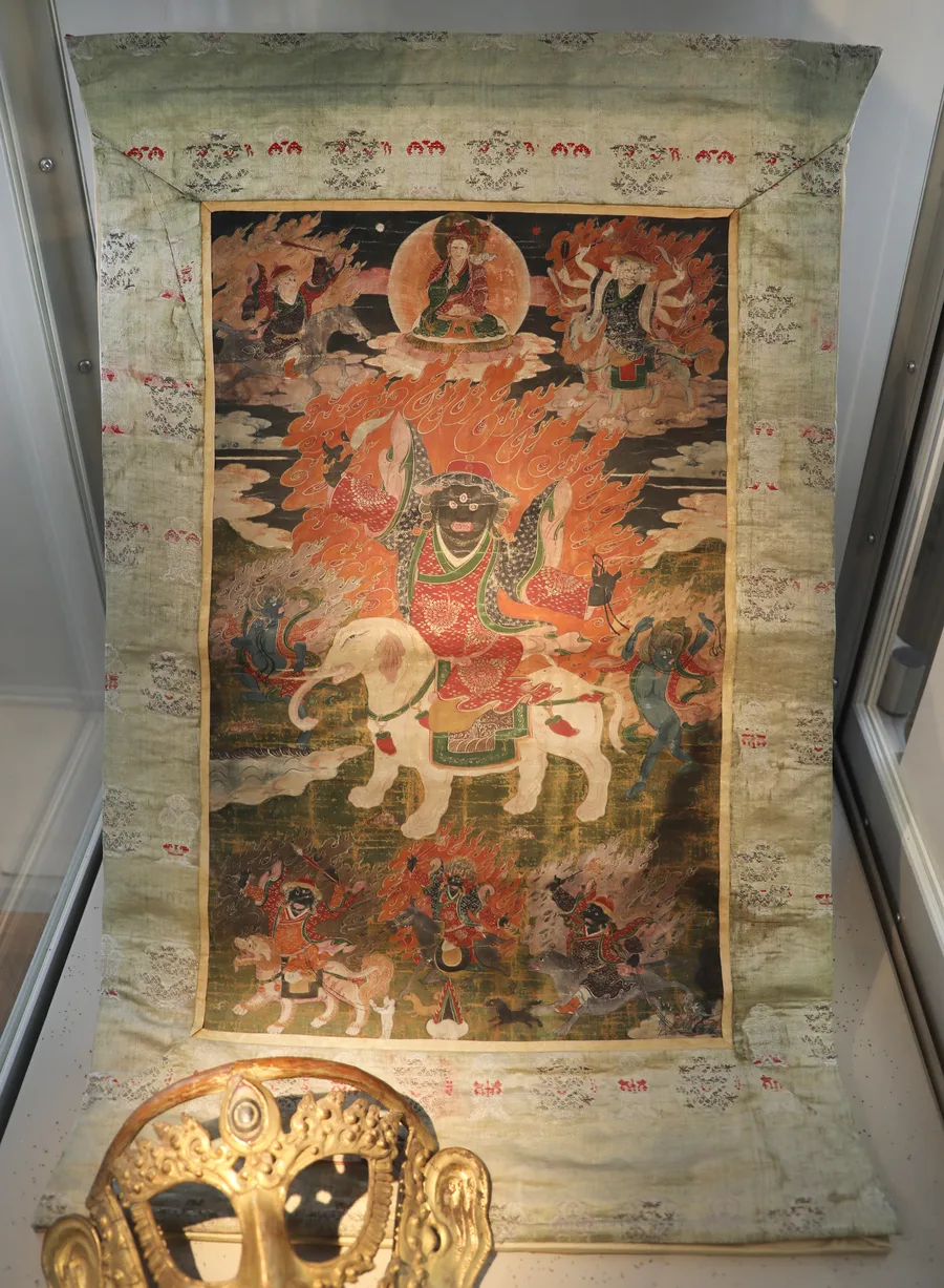 Tibetan thangka of Mahakala and Vinayaka